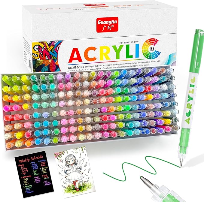 Redfun Acrylic Gel Pens, 12 Pcs Orange Liquid Ink Highlighter Markers, 1mm Fine Tip Acrylic Paint Markers for Black Paper, Coloring Books, Drawing, Journaling, Scrapbooking