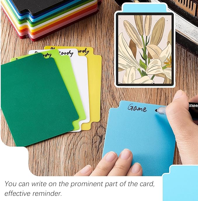 50 Pcs Trading Card Dividers Plastic Card Dividers, Multicolor Frosted Separator with Tabs Standard Vertical Compatible with MTG Games Sports TCG, 2.7 x 3.8 Inches