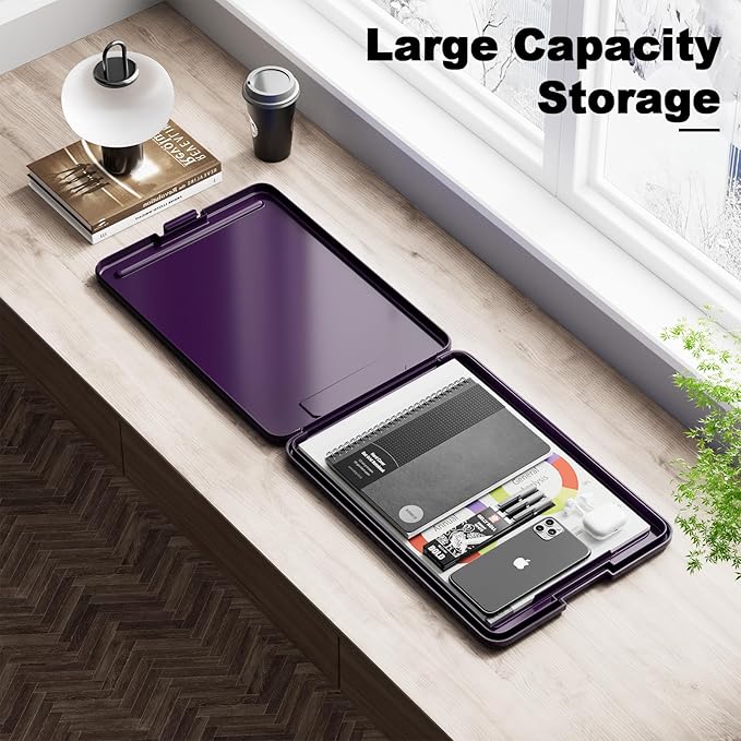 Hongri Clipboard with Storage, 8.5 x 11 Nursing Clip Board Foldable Storage for Nurses, Lawyers, Students, Classroom, Office, School, Size 13.4 x 9.4 X 0.9 in, Dark Purple