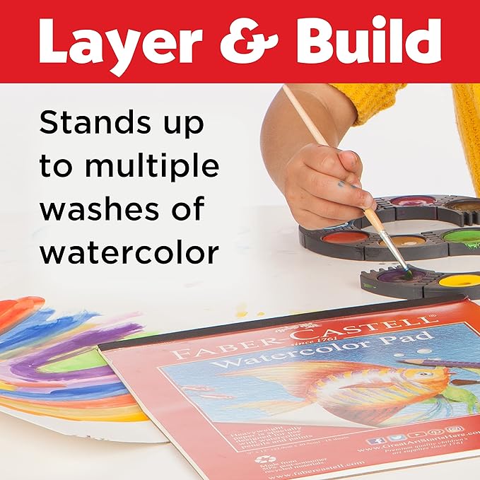 Faber-Castell Watercolor Paper Pad - 9x12 Inches, 15 Sheets - Cold Pressed Water Color Sketchbook, 140 lb/300 GSM