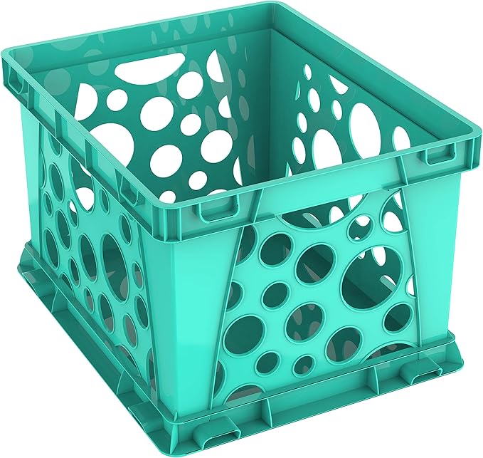 Storex Premium File Crate with Handles – Letter and Legal Document and Folder Storage, Teal 3-Pack (61670U03C)