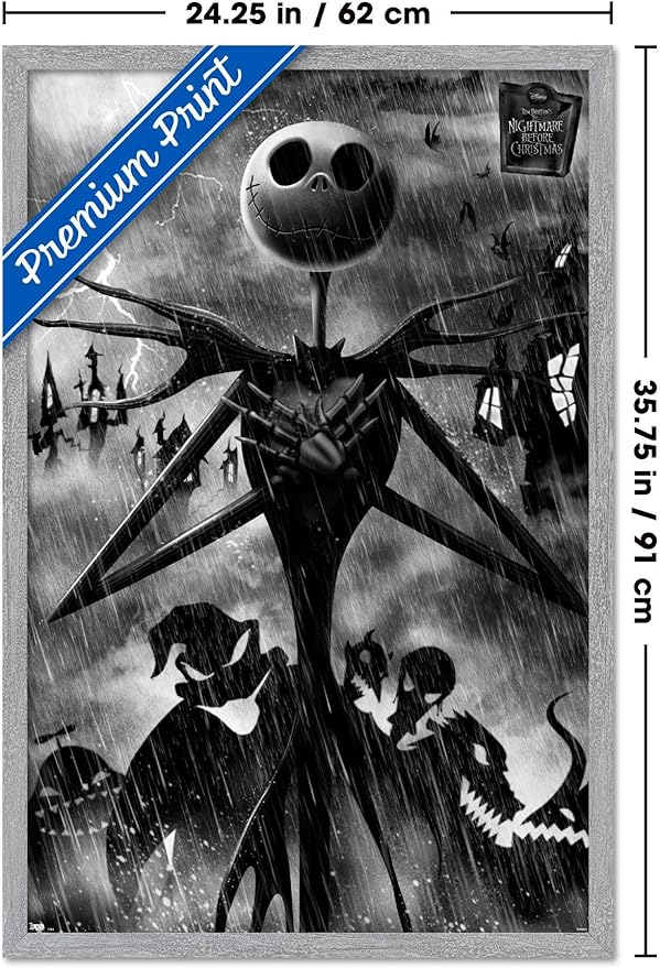 Disney Tim Burton's The Nightmare Before Christmas - Shadows Wall Poster, 34L" x 22.4W", Gray Framed Version