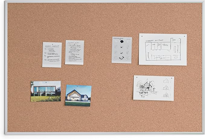 U Brands Cork Bulletin Board, 48" x 72" Inches, Silver Aluminum Frame (023U00-01)