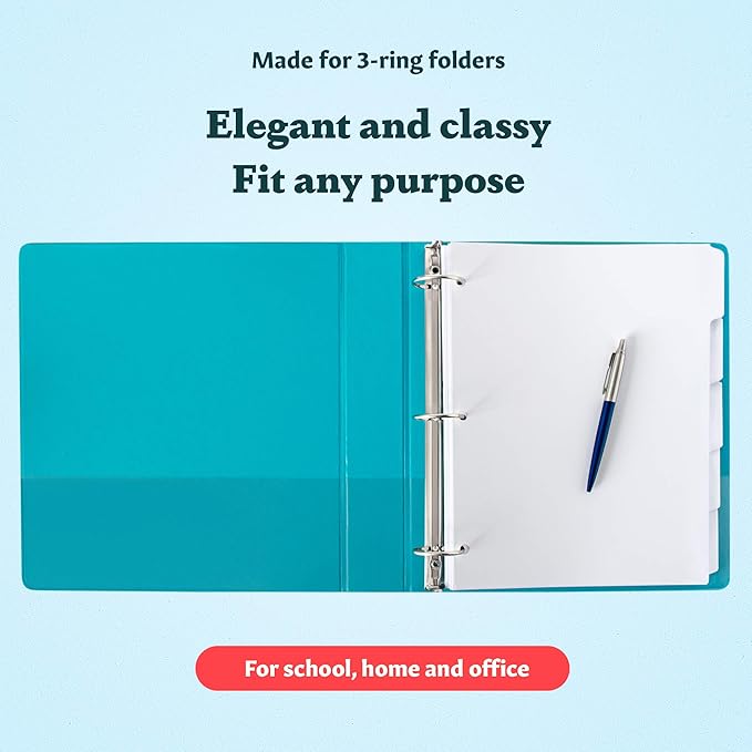 Paper Plan 3 Ring Binder Dividers with Tabs - (Set of 60) x 5 White, Reinforced Edge - Ideal for Keeping Your Documents Neat and Professional