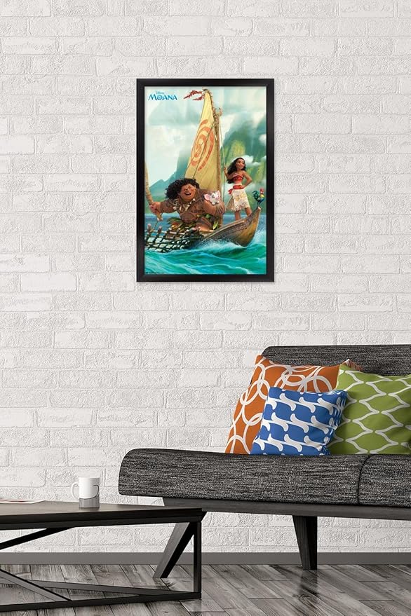 Disney Moana - Group Wall Poster, 22.4L" x 14.7W", Black Framed Version