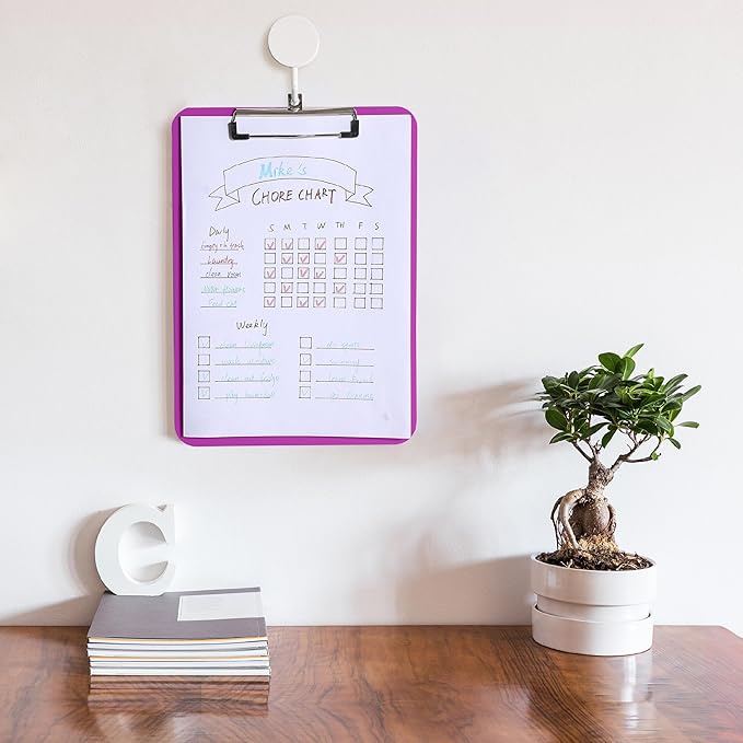 Mr. Pen- Plastic Clipboard, 12.5" x 9", 2 Pack, Plush Purple Clipboard Plastic, Low-Profile Metal Clip with Retractable Hanging Hole