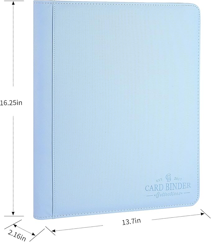 Toploader Binder,Toploader Hard Cases, 9-Pocket Pages Sleeves Hold up 288 Cards.Toploader Card Binder with Sleeves for “3×4” rigid，Card Holder(Light Blue)