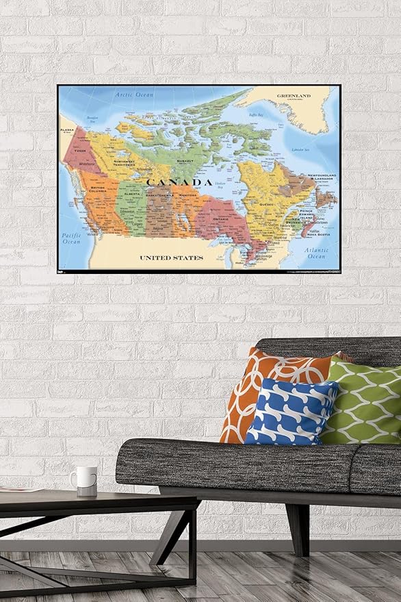Trends International Canada Map Wall Poster 22.375" x 34", Kids Room