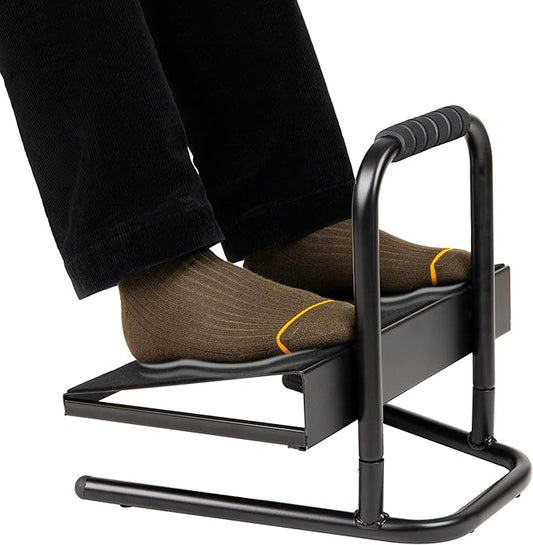 Mind Reader Foot Rest, Foot Stool, Under Desk at Work, Ergonomic, Adjustable, Office, Metal, 15"L x 14.25"W x 14.5"H, Black