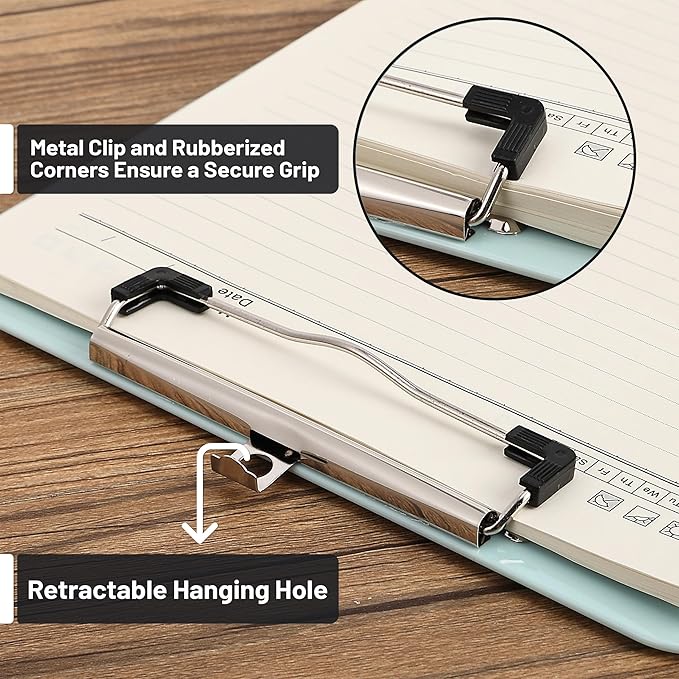 Mr. Pen- Plastic Clipboard, 12.5" x 9", 2 Pack, Clipboard Plastic, Low-Profile Metal Clip with Retractable Hanging Hole