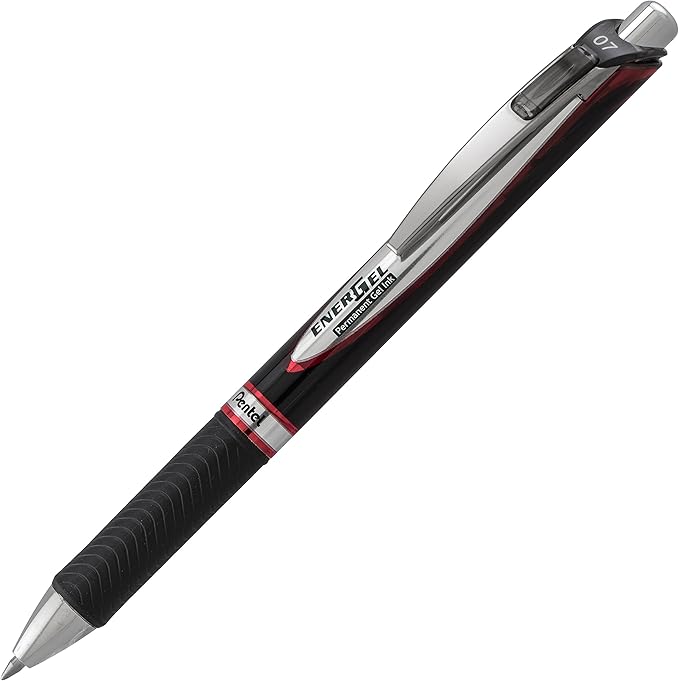 Pentel EnerGel Pro Permanent Gel Ink Pen, (0.7mm) Medium Point, Red Ink, 2-Pk (BLP77BP2B), 2 Pack