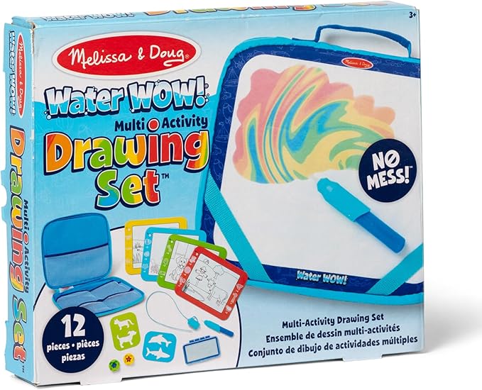 Melissa & Doug Water Wow! Take-Along Reusable Color-Reveal Drawing Set Mess-Free Multi-Activity Pad with Water PenTravel Toy for Toddlers & Kids Ages 3+