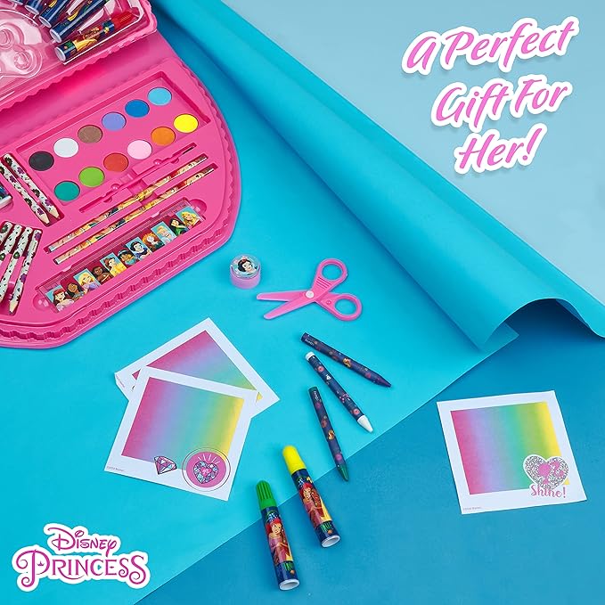 Disney Stitch Colored Pencils Art Supplies for Kids Girls Boys Crayons Markers Watercolor Paints Drawing Kit Travel Art Set Gifts for Kids (Pink Princess Set)