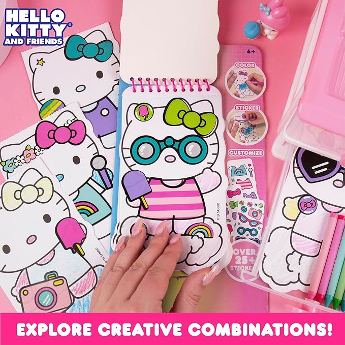 Hello Kitty and Friends 2-in-1 Coloring & Sticker Book, Includes 25+ Stickers, Crayons, Sanrio Sticker Book, 5 Year Old Girl Gift, Toddler Girl Toys, Hello Kitty Toys, Sanrio Stuff, Girl Toys Age 4-5