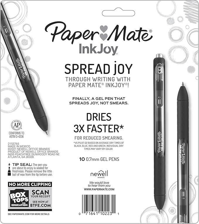 Paper Mate InkJoy Gel Pens Medium Point Assorted,10 Count (Pack of 12)