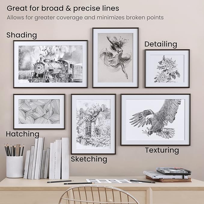 ARTEZA Drawing Sketch Pencils, Set of 12, Medium Hardness (6B - 4H), Graphite Pencils for Sketching and Drawing