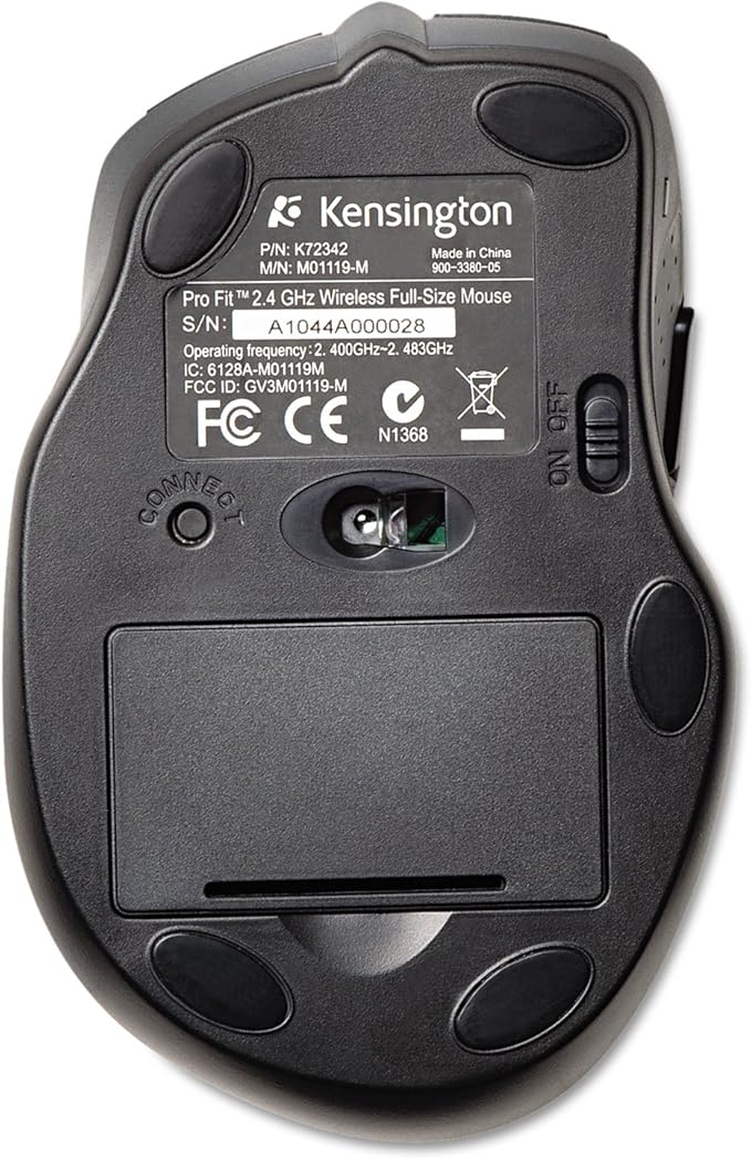 Kensington Pro Fit Full-Size Wireless Mouse (K72370US),Black/Silver