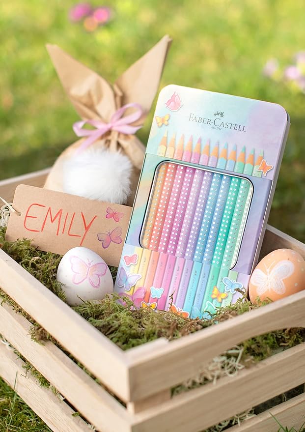 Faber-Castell Colouring Pencils Sparkle Pastel Pack of 12 Metal Case tin of 12
