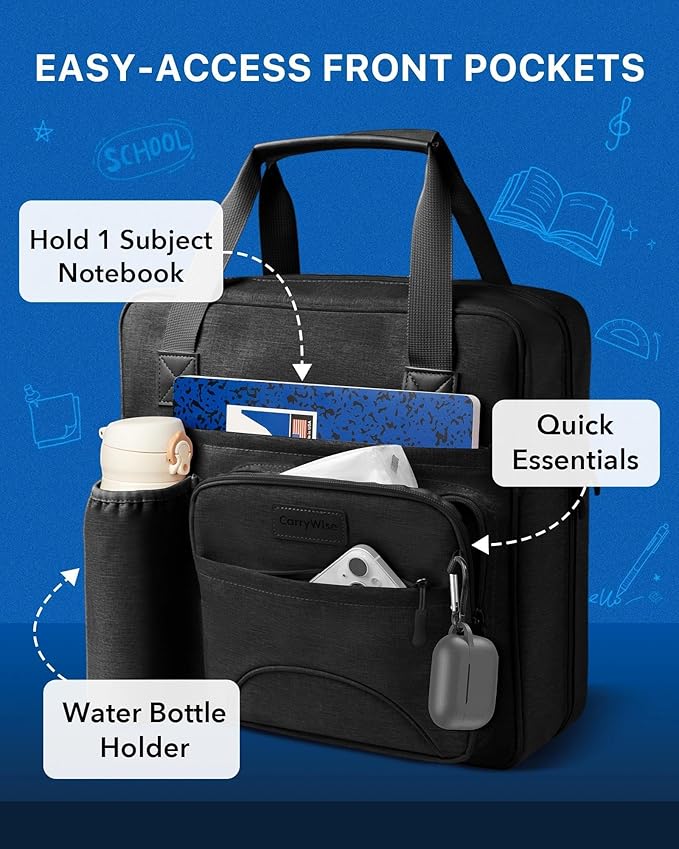 Upgraded 3 Rings Zipper Binder Organizer 3 Inch Zippered Binders with Strap Large Zip Up Portfolio Folder Bag with 9 Pockets Laptop Compartment for Office Travel, Black