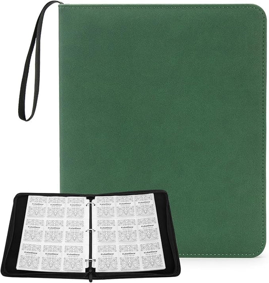 Card Binder – 720 Capacity, Zippered Trading Card Holder for MTG, Sports & Collectible Cards – Acid-Free, Durable & Travel-Friendly Storage (Green dots, 9 Pocke)