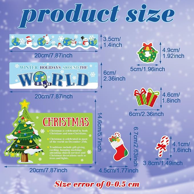 Winter Bulletin Board Decorations Set Christmas The World Winter Holidays Classroom Bulletin Board Cutouts for Christmas School Home Wall Chalkboard Decor