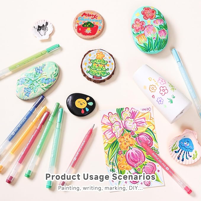 90 Color 1.0mm Fine Pointed Acrylic Gel Pens Coloring for Adult Painting, Writing, Marking, Student Stationery