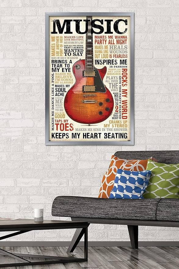 Trends International Music Inspires Me Wall Poster, 22.375" x 34", Silver Framed Version