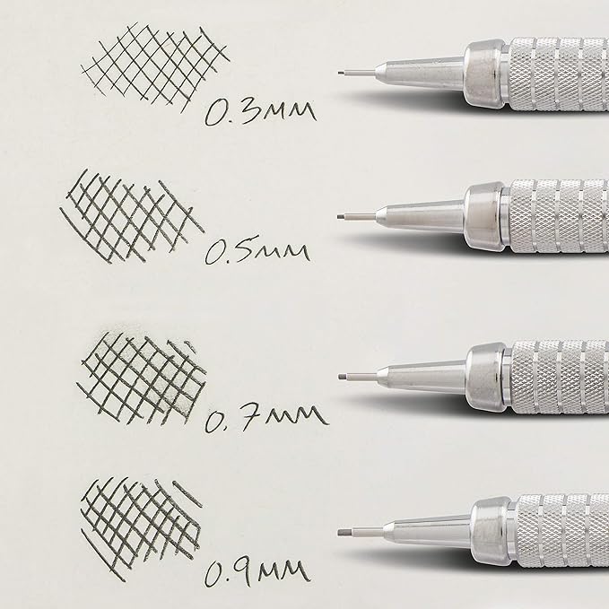 Pentel GraphGear 500 Mechanical Drafting Pencil, (0.9mm), Bold Line, Gray Barrel, Pack of 4 (PG529BP4N)