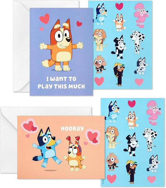 Hallmark Bluey Valentine's Day Cards and Stickers for Kids School (24 Classroom Valentines with Envelopes)