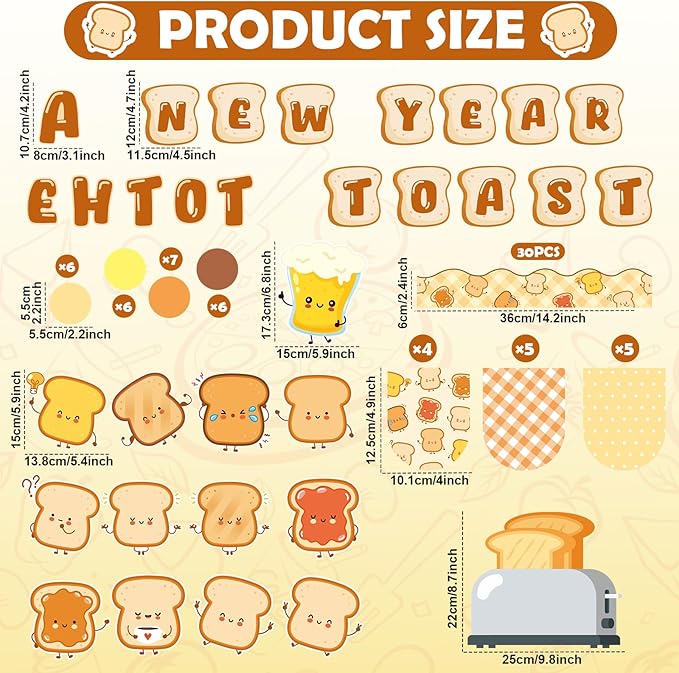 party greeting New Year Toast Bulletin Board Decorations A Toast to The New Year Bulletin Board Set Cartoon Cute Toast Paper Cutouts Winter Season Happy New Year Classroom Wall Door Decor