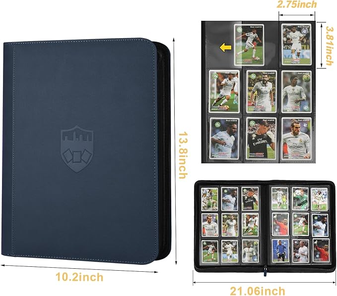 Trading Card Binder 9 Pocket, GERMUN PU Cover Card Binder for 360 Cards, Premium Trading Card Holder Folders, Double Sided Pocket Card Album for MTG, TCG (Blue)