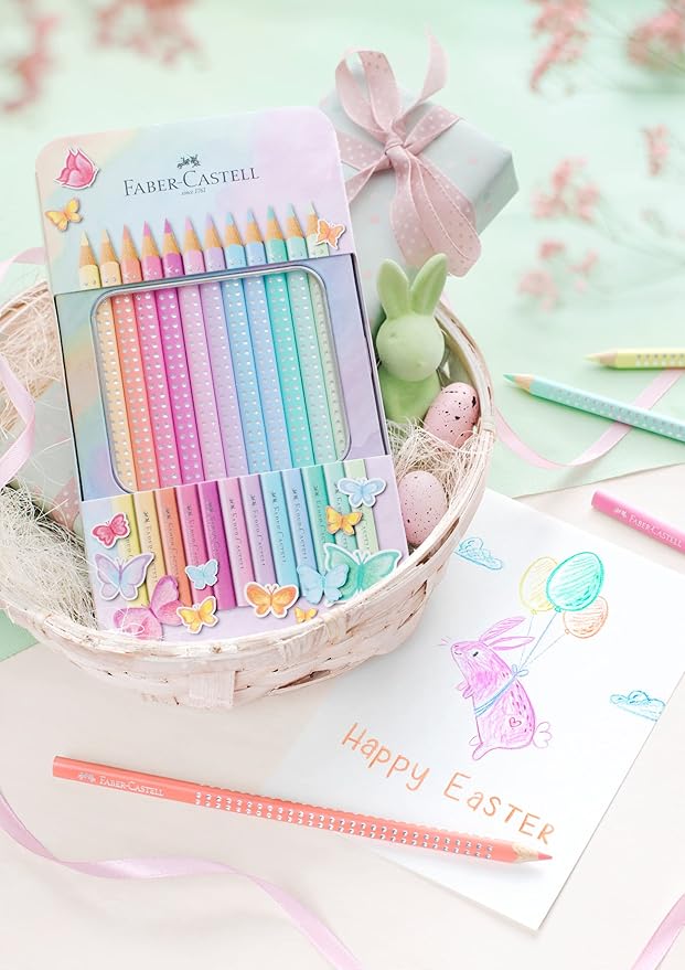 Faber-Castell Colouring Pencils Sparkle Pastel Pack of 12 Metal Case tin of 12