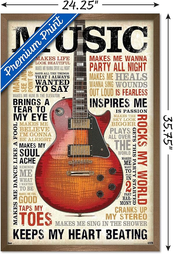 Trends International Music Inspires Me Wall Poster, 22.375" x 34", Bronze Framed Version
