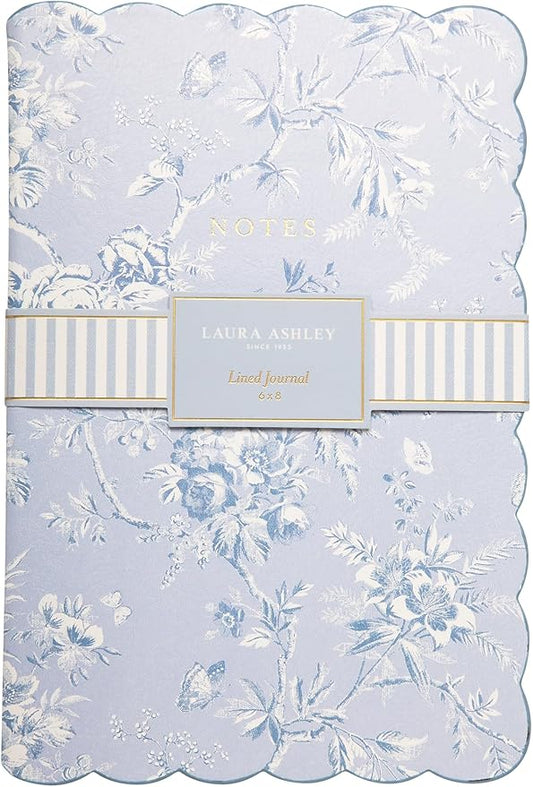 Laura Ashley Heirloom Cottage Journal – 6x8 Inch Hardcover Notebook with Scalloped Edge, 256 Lined Pages, Gilded Edges, Faux Leather Covers