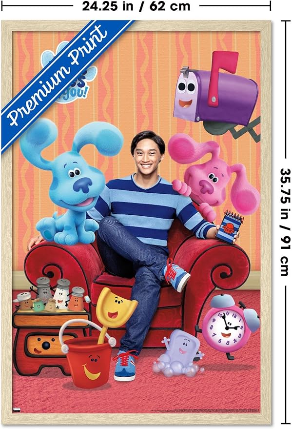 Nickelodeon Blue's Clues - Group Wall Poster, 34L" x 22.4W", Blonde Framed Version