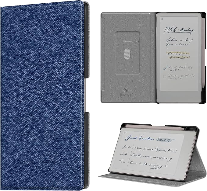Fintie Case for 7.3" Remarkable Paper Pro Move 2025, [Built-in Pen Holder] PU Leather Hard Back Shell Flip Standing Cover Auto Wake/Sleep with Card Slot, Navy
