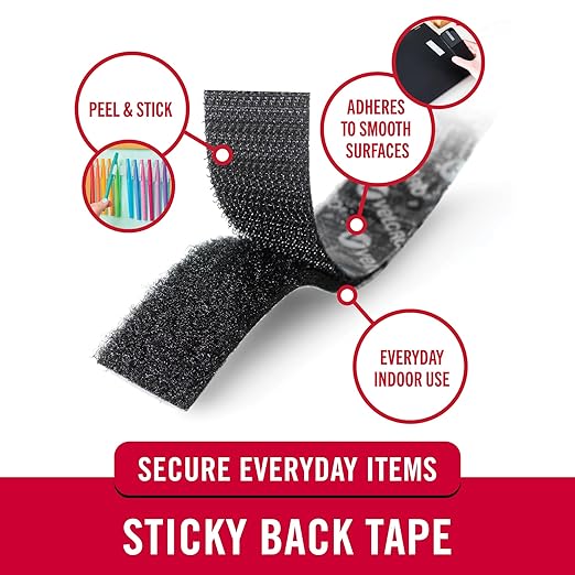 VELCRO Brand 5 Ft x 3/4 In | Black Tape Roll with Adhesive | Cut Strips to Length | Sticky Back Hook and Loop Fasteners | Perfect for Home, Office or Classroom