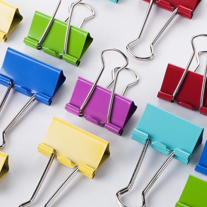 Mr. Pen- Binder Clips, 1.25 inch, 25 Pack, Colored Colored Binder Paper Clips Medium Size, Paper Clamps for Office Supplies, Home, School, Business, Document Organizing