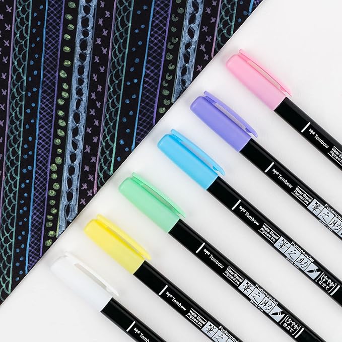Tombow 56448 Fudenosuke Brush Pens, Pastel, 6-Pack