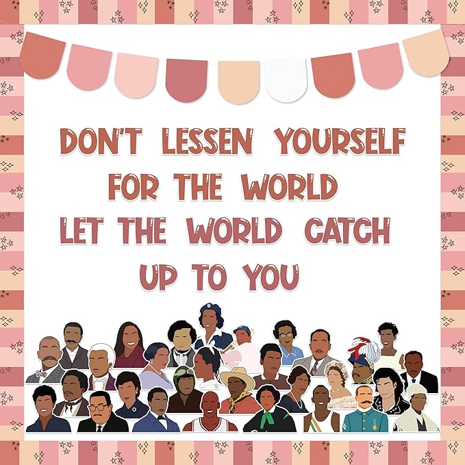 126pcs Black History Month Bulletin Board Decoration Set, Inspirational Cutout with Banner Decor, African American Chalkboard Classroom Wall Accents Ideas Kits for Holiday Party Supplies