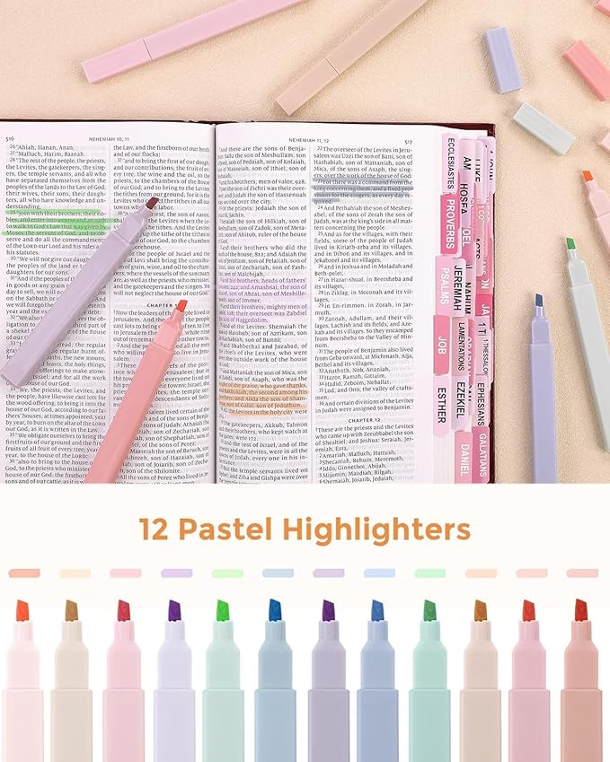 Bible Journaling Kit, Bible Study Supplies, Aesthetic Book Annotation Kit,Highlighter Set No Bleed, Bible Journaling Kit for Gift