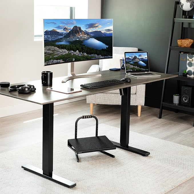 VIVO Ergonomic Height Adjustable Foot Rest Relief Platform, Elevated Stool for Comfortable Sit to Stand Workstation, Non-Slip Surface, Portable, Home Office Classroom Use, Black, STAND-FT01