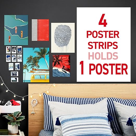 Command Poster Strips, 256 Strips Damage-Free Poster Hangers, No Tools Requried, Great for Home, Room, Wall, Office, and Dorm Decor, White Adhesive