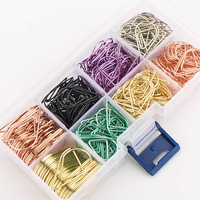 Multicolor Cute Paper Clips Assorted Sizes Smooth Stainless Steel Drop-Shaped Paperclips Large and Small for Office Supplies Wedding Women Girls Kids Students, 300 Pack
