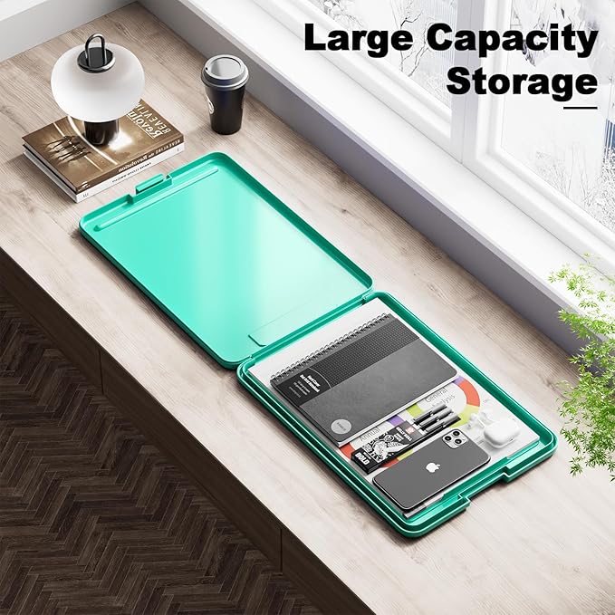 Hongri Clipboard with Storage, 8.5 x 11 Nursing Clip Board Foldable Storage for Nurses, Lawyers, Students, Classroom, Office, School, Size 13.4 x 9.4 X 0.9 in, Teal