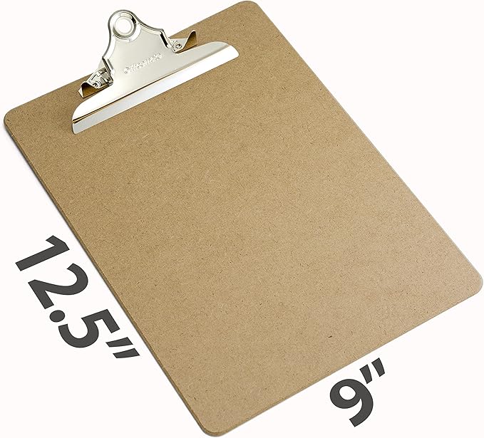 Officemate Recycled Wood Clipboards, 6 Inch Clip, 12 Pack Clipboards, Letter Size (9 x 12.5 Inches), Brown (83712)