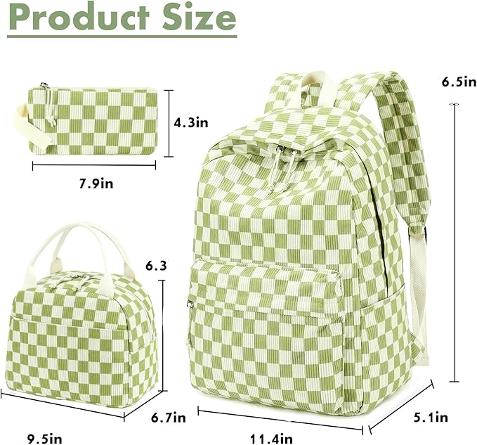 Bluboon School Backpack Set Girls Womens Laptop Bookbag Casual Daypack Fits 15 inch Laptop with Lunch Tote Bag and Pencil Bag