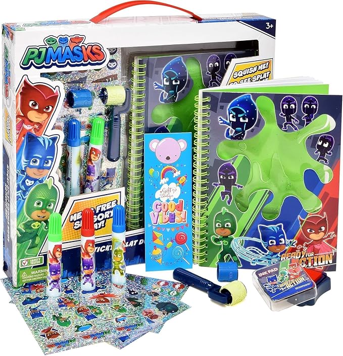 PJ Masks Drawing Diary Journal Art and Activity Set for Kids Mess Free Slime Art Coloring Sketch Book with Gift Boutique Bookmark Stickers Markers Roller Stamper and Ink Pad for Boys Girls Toddler