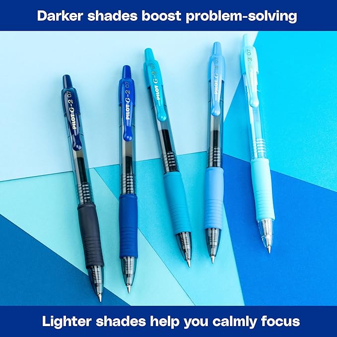 Pilot G2 Premium Gel Roller Pens, Fine Point Gel Pens, Boost Blue Pack, The Colors of Productivity, Assorted - Ideal for School, Journaling, & Office Writing