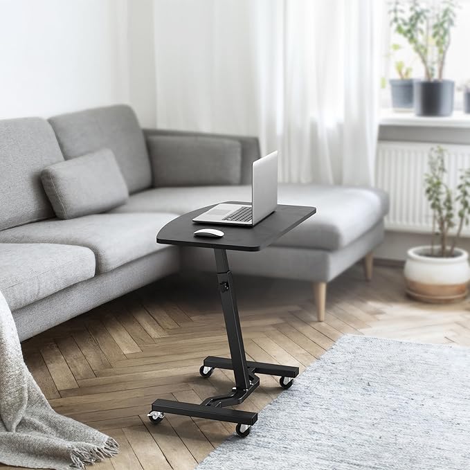 SHW Mobile Height Adjustable Laptop Rolling Cart with Height Adjustment from 28" to 33", Black